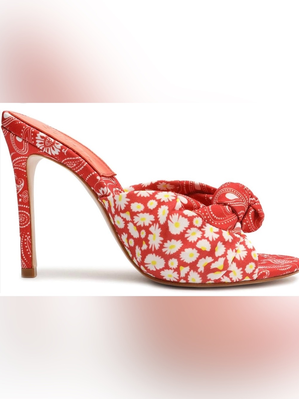 SCHUTZ Red Paisley Knot high heel